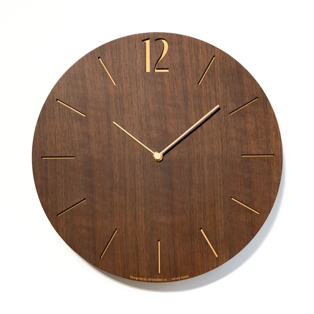 Interzero CHAMBRE PROUD CLOCK WALNUT Wall Clock, Radio-Controlled, Walnut, CH-065WN