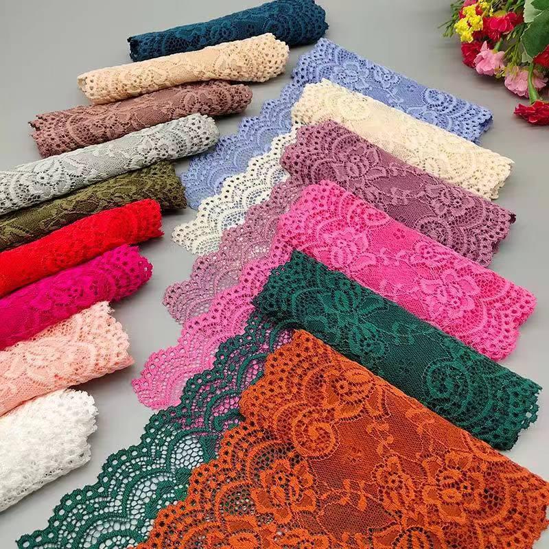 15cm Colorful Soft Elastic Lace Trim for Lingerie and Skirt Hem