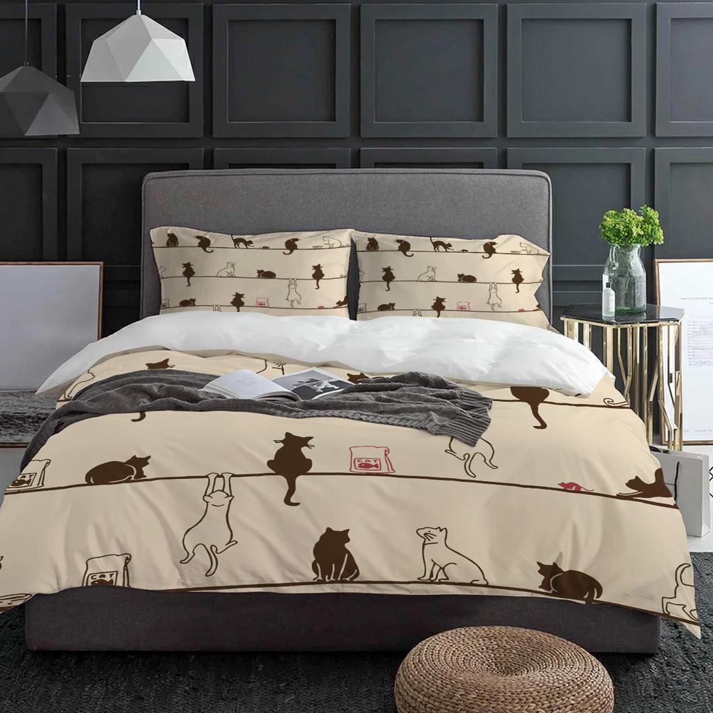 Cat Rope Mouse Duvet Cover Bed Bedding Set Home Textile Quilt Cover Pillowcases Bedroom Double Bedding Set No Sheet
