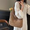 Yogodlns Large Straw Beach Bag with Zipper Summer Shoulder Bag Handbag Hobo Bag Shoulder Purse for Women Travel Vacation
