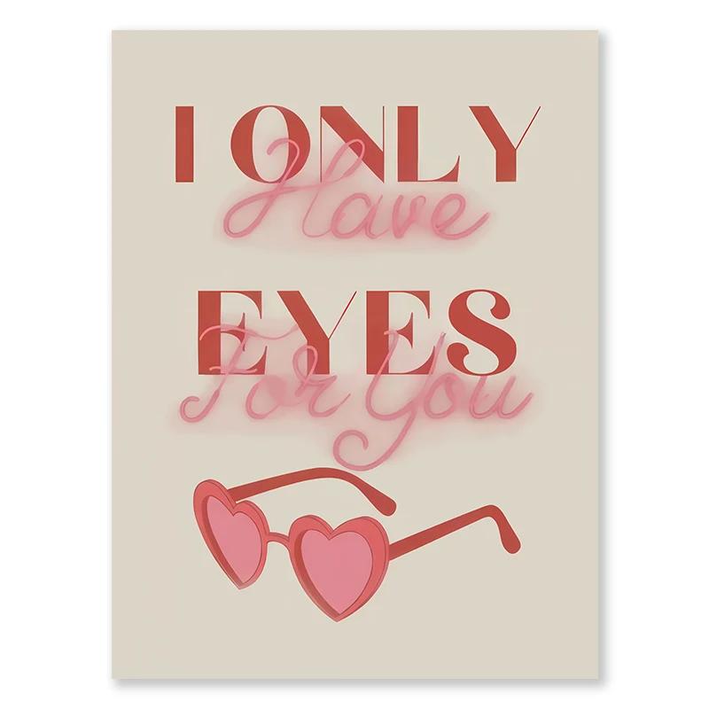 Valentýnský pár Láska Plakát Růžová Série Nástěnná malba Láska Třešeň Abeceda Moderní Tisk Obývací pokoj Ložnice Dekorace Plakát