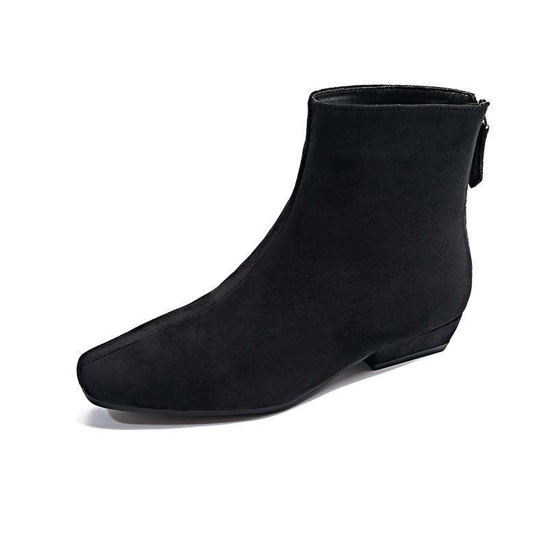 New Designer Winter Short Boot Ankle Boots Fashion Square Toe Booties Ladies Elegant Low Heels Shoes Largas Booties