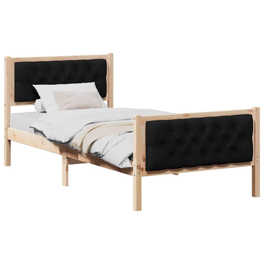 Bed Frame Black 90 x 200 cm Solid Pine Wood