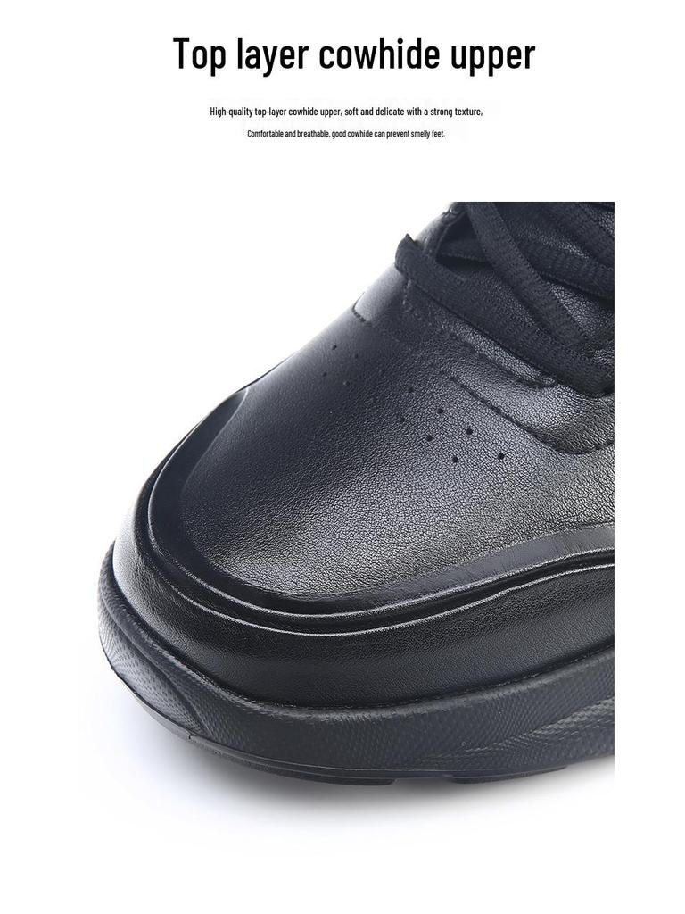 Men's Casual Lace-Up Cowhide Sneakers - Breathable, Lightweight, All-Season Fashion Dad Shoes