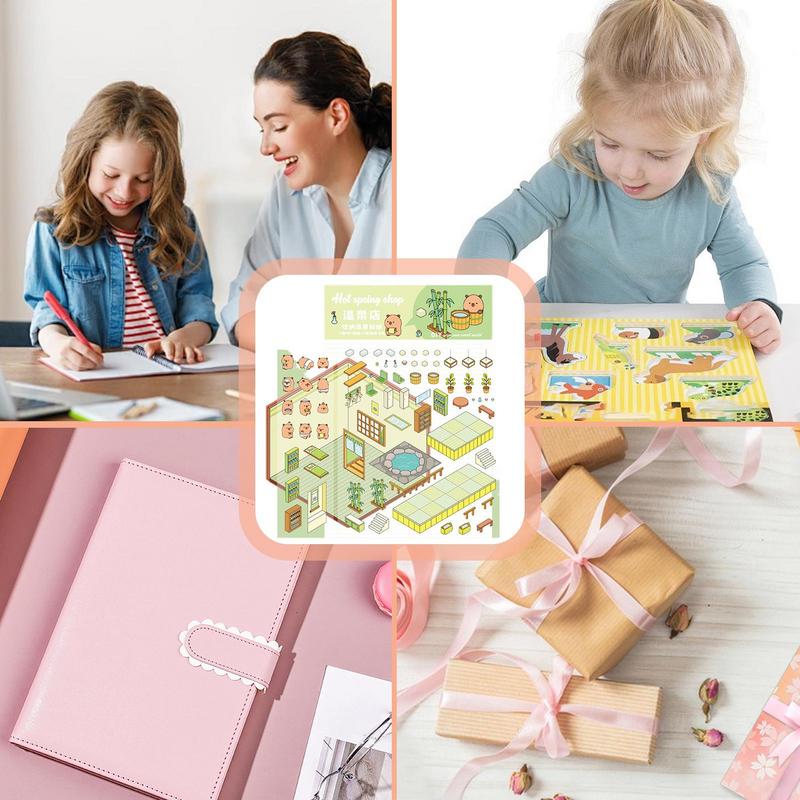 Scene Stickers Capybara 3D Miniature Scene Stickers Diary Accessories Books Decoration Cartoon Funny Decals Art Craft Supplies