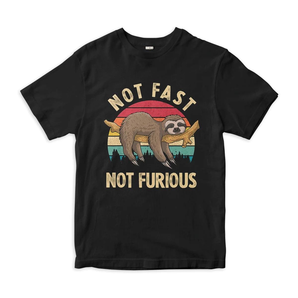 

Not Fast Not Furious Sleeping Sloth Cool Printed Tshirt Unisexs Womens Top SpringSummer Pure Cotton Short Sleeve Unisex Tshirt M