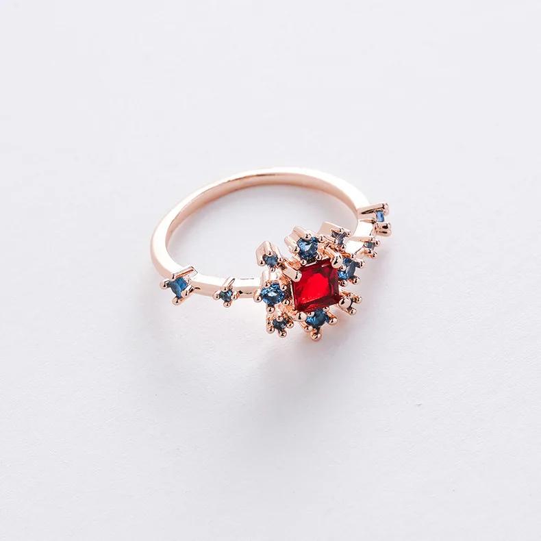 Korean New Exquisite Crystal Temperament Ring Sweet French Elegant Flower Opening Ring Female Jewelry