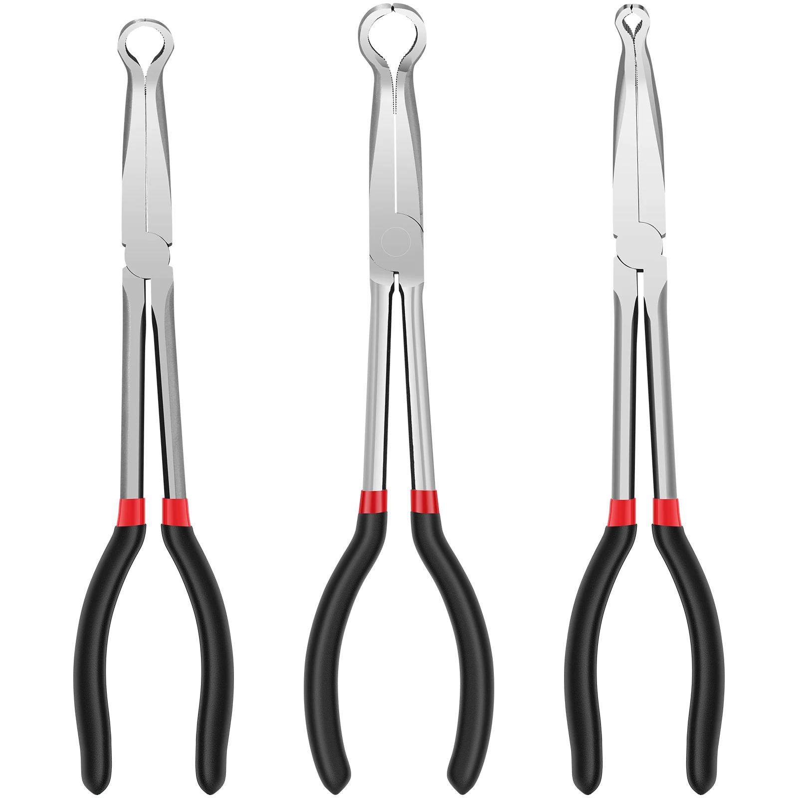 

3Pcs Hose Gripper Plier 11inch Carbon Steel Spark Plug Removal Pliers Long Handle Automotive Electrical Disconnect Pliers