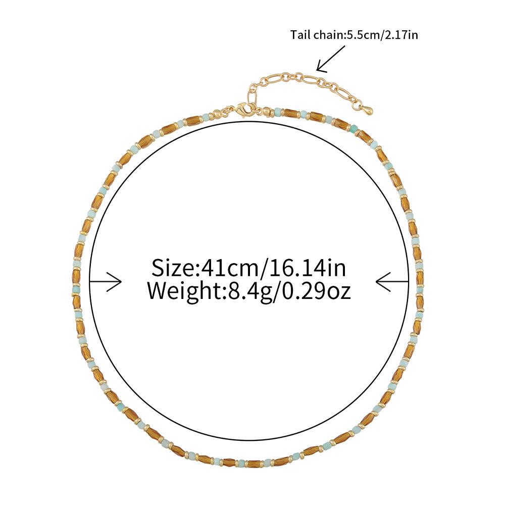 GEMCHIC Women s Autumn Winter Caramel Beaded Abacus Pearl Necklace Clear Chinese Style Crystal Jade Green Elegant Collarbone Chain