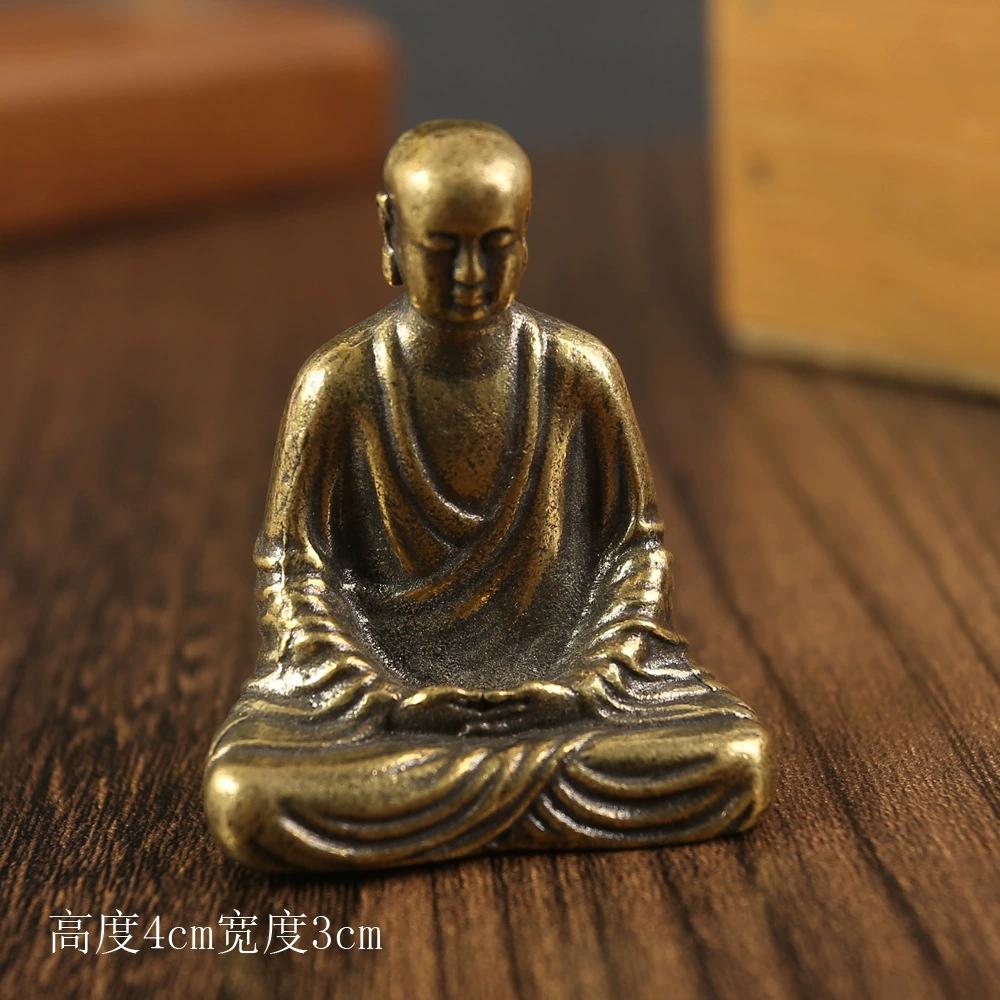 Mini Buddha Statues Copper Home Decoration Desktop Decor Sitting Miniature Home Office Desk Car Figurines Crafts Ornament New