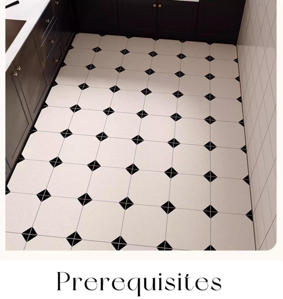 Nordic Style Waterproof Oil-Proof Leather Kitchen Rug - Full Coverage, Easy-Clean, Rectangular Patterned Mat