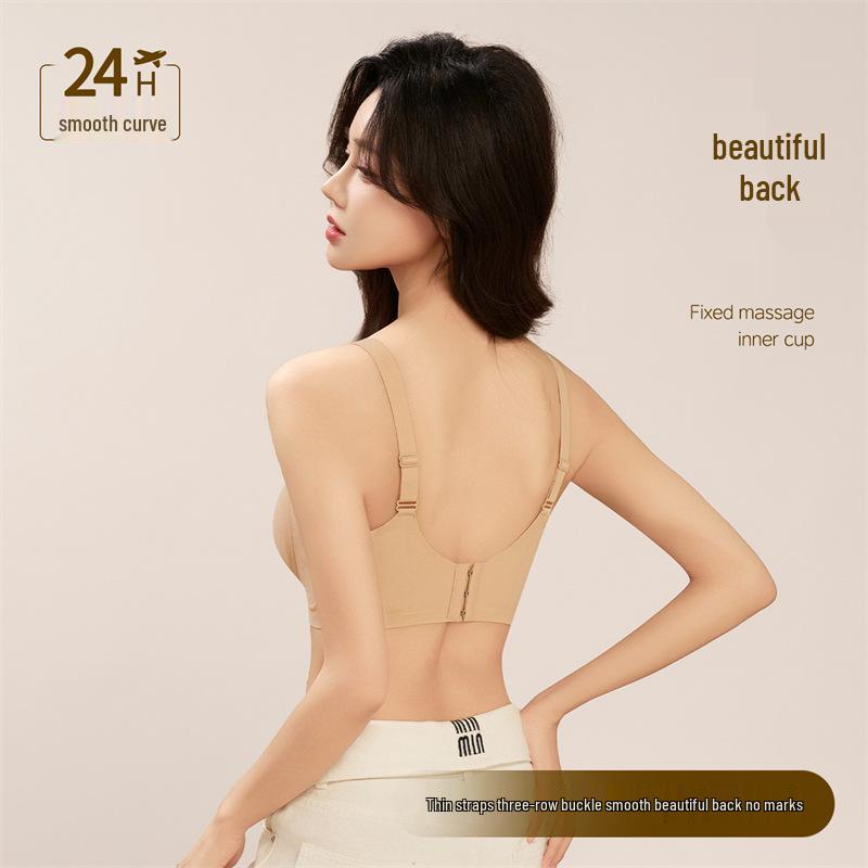 Women's Seamless Fashion Bra with W-shaped Soft Support, Wire-free Lifting Cups, and Thin Style Foundation.