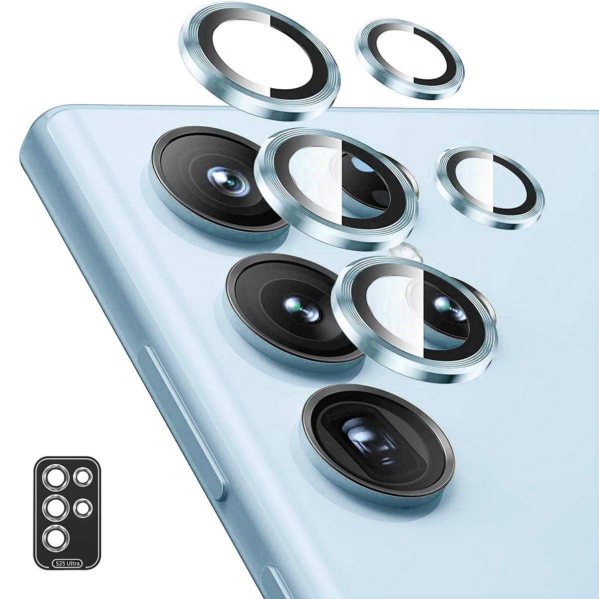 

For Samsung Galaxy S25 Ultra Camera Lens Protector ENKAY Hat-Prince Metal Ring Lens Film Blue