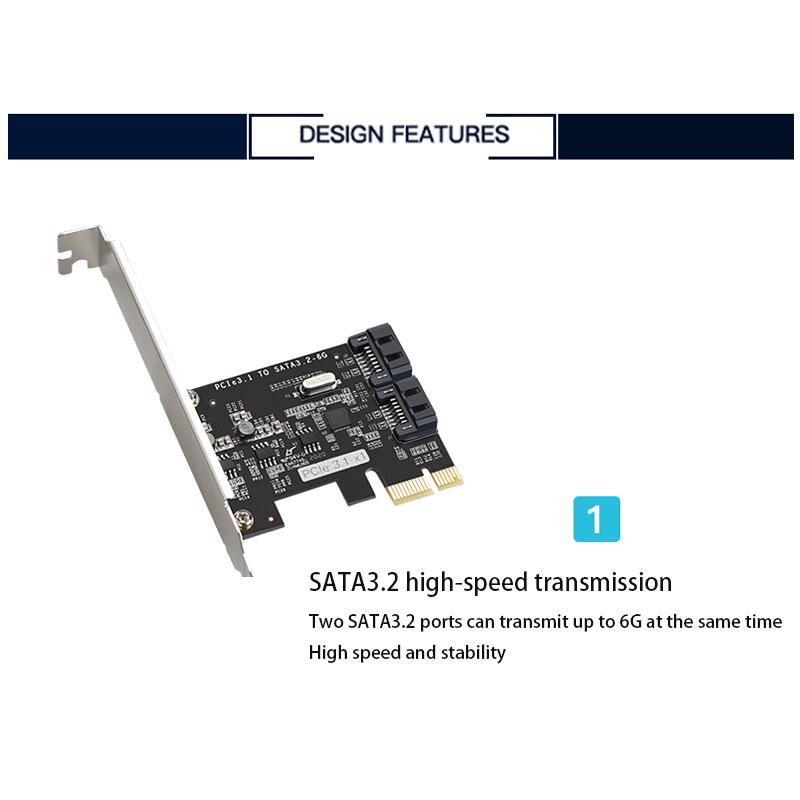 PCIE SATA Expansion Card PCI-E to Sata3.0 Adapter Plug and play PCI-E Riser Card Adapter Extender PCIe Converter JMB582 chip PCI-E Sata Adapter 6 Gbps