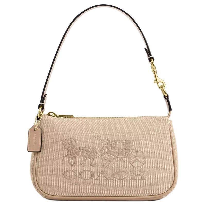 

COACH Nolita 19 Classic Car and Horse Logo Canvas and Leather Hand-held Shoulder Bag Small Women s Dark Natural Mixed Color коричневый