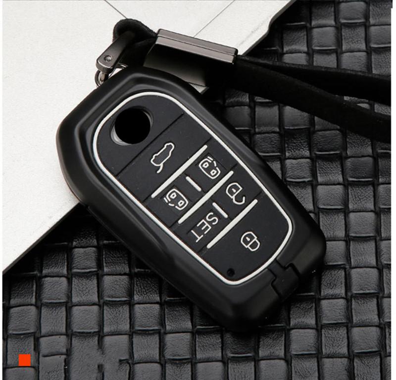 Alloy Carbon Fiber Car Key Cover Case 6 Buttons For Toyota Alphard Vellfire 30 Ah30 ~  Keychain Ring Accessories