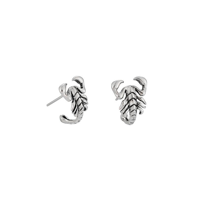 Retro Personality Scorpion Hip-Hop Style Silver Creative Temperament Animal Man And Woman Stud Earrings