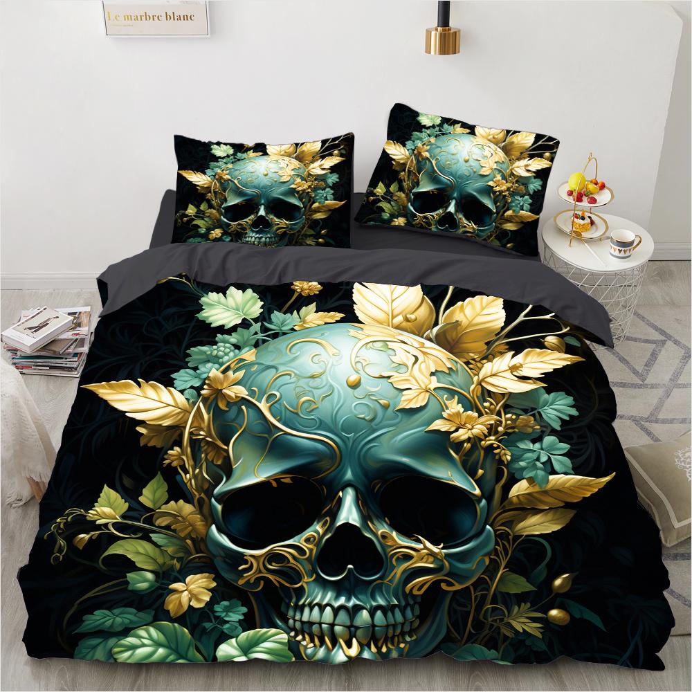 Rose Skull Bedding Set Famous Anime Duvet Cover Sets Comforter Bed Linen Twin Queen King Single Size Dropshipping Gift