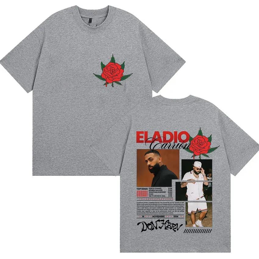 Rapper Eladio Carrión Sauce Boyz Tour 2025 Album T-shirt Mens Clothing Retro Oversized T-shirts Plus Size Streetwear Cotton Top
