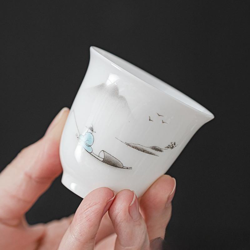 Kung Fu Tee-Set Handgeschenk Jade Porzellan Deckelschale Reiseset Keramik Komplett Weißes Porzellan Geschenke Business Teetasse