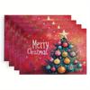 4pcs Festive Christmas Placemats Polyester, Digital Print, 18x12 Inches, Hand Wash Only Featuring Colorful Ornaments