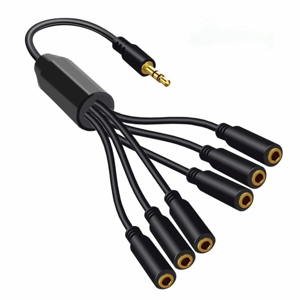 3.5mm Headset Splitter Cable Stereo 30cm Audio Jack Extender Male To Female 1 To 6/5/4/3 Port AUX Adapters Cord