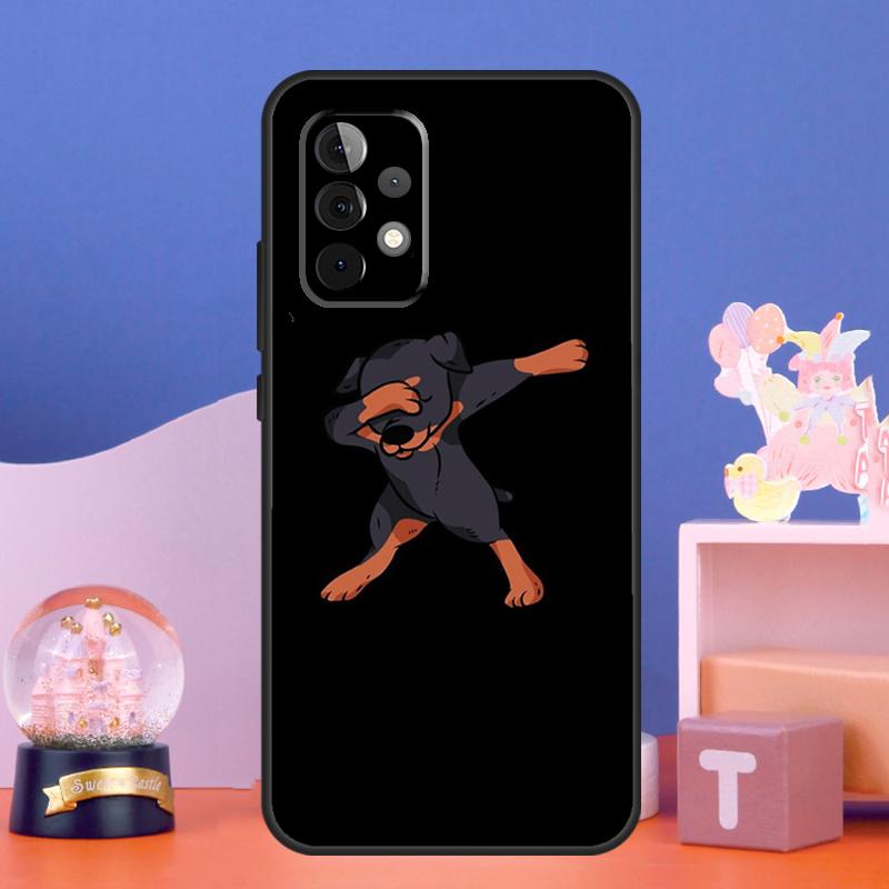 Cartoon Rottweiler Dog Case For Samsung Galaxy A54 A34 A14 A15 A35 A55 A16 A26 A36 A56 A52 A12 A32 A13 A33 A53 A17