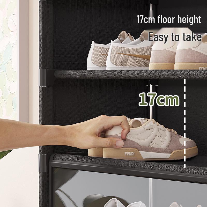 Sturdy Multi-layer Shoe Rack with Dustproof Transparent Shelves, Ideal for Home or Dorm.