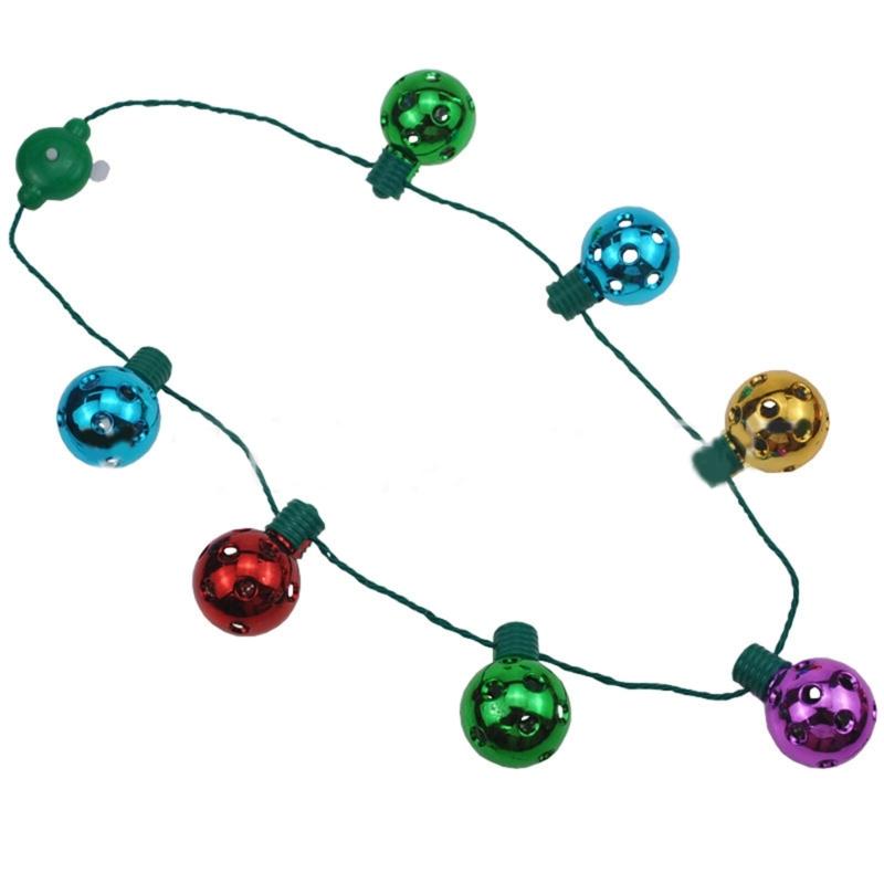 2pcs Christmas LED Headband Necklace Set Festival Party Headdress Jingle Bells Headhoop Party Props Costume Accessories