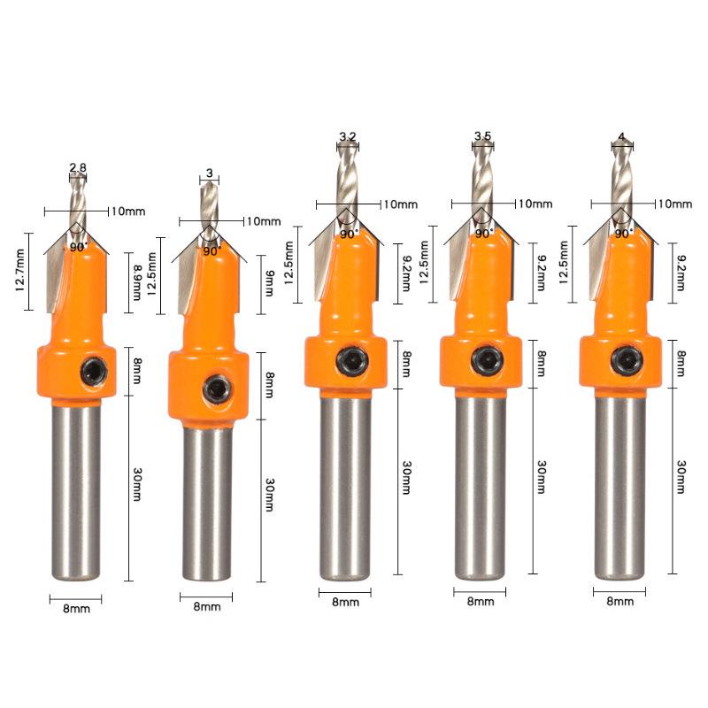 Woodworking Alloy Head Countersink & Step Drill for Self-Tapping Screws