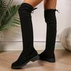 Winter New Round Toe Square Heel Comfortable Casual Over The Knee Boots Fashionable and Sexy Lace Up Motorcycle Boots for Women