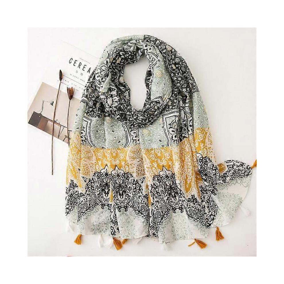 (18)Design Brand Women Scarf Fashion Print Cotton Warm Shawl Muslim Scarves Hijabs Lady Pashmina Bandana Tassel Beach Shawls Foulard