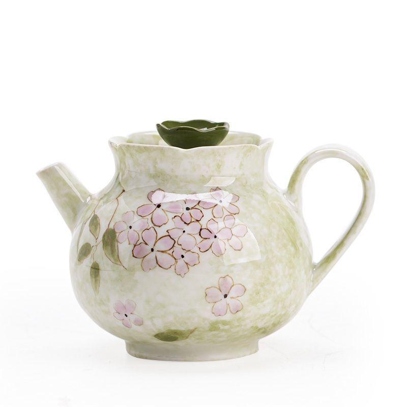 Hand-painted Hydrangea Ceramic Tea Set One Teapot with Two Cups Ceramic Gongfu Tea Set Exquisite Teapot Ensemble