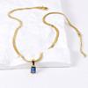 Crystal Zirconia Square Diamond Necklace, Bracelet & Earrings Set in Women's Titanium Steel Clavicle Chain Jewelry