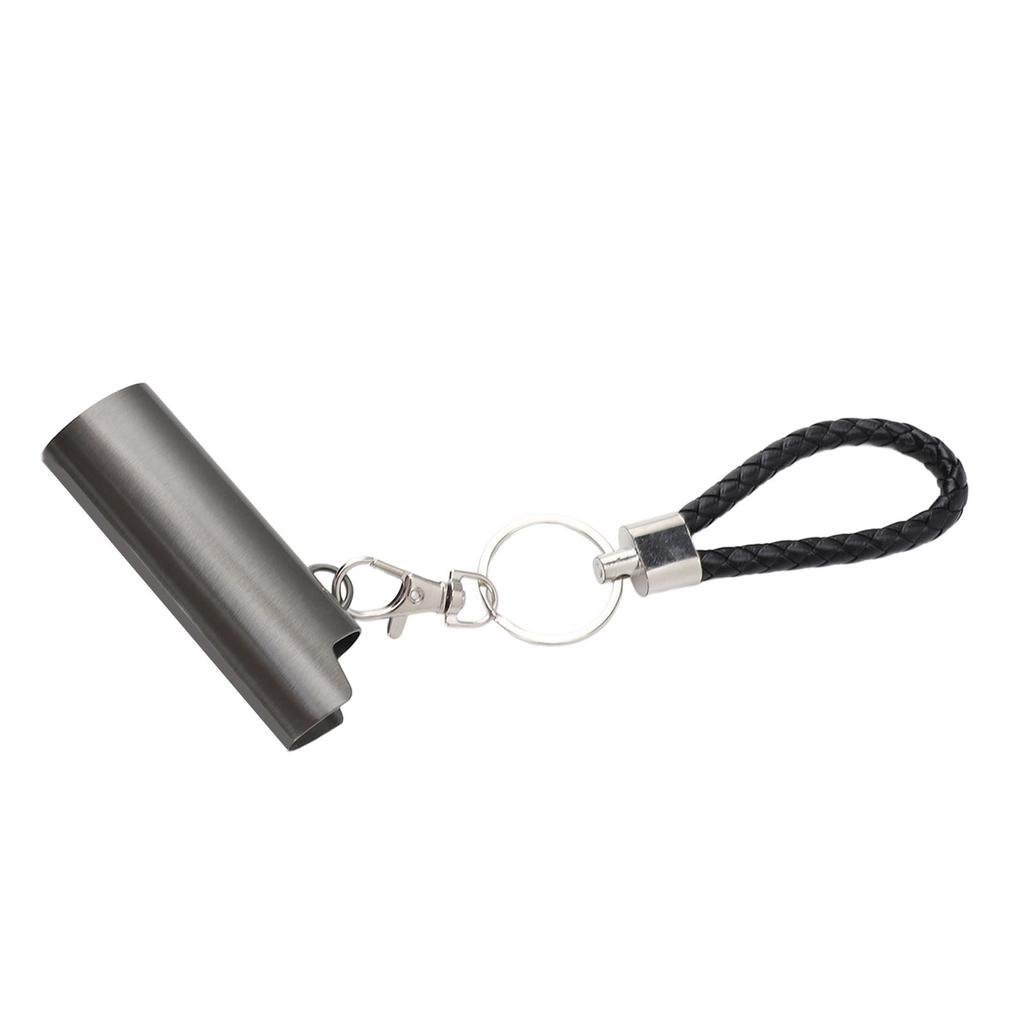 Lighter Holder Keychain with Spring Clip Aluminum Alloy Portable Lighter Case Sleeve Keychain for Outdoor Grey