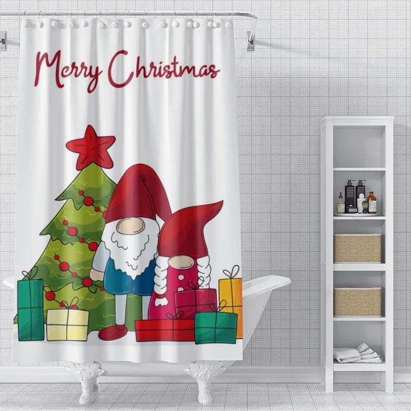 Home shower curtains for bathroom waterproof curtain fabric Modern Nordic style Living Room winter decoration Merry Christmas