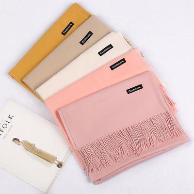 Solid Color Cashmere Scarf Women'S Autumn And Winter Explosion 220G Classic Light Board Monochrome Tassel Versatile Warm Shawl Gift