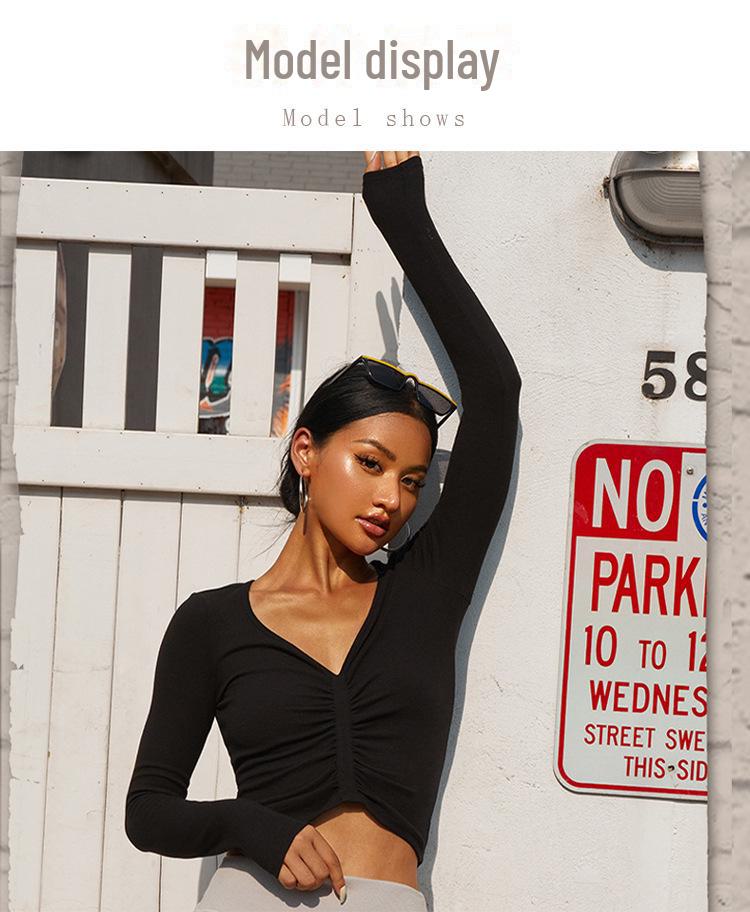 Damen Slim Langarm Yoga Top - Atmungsaktive & Stilvolle Herbst Sportbekleidung