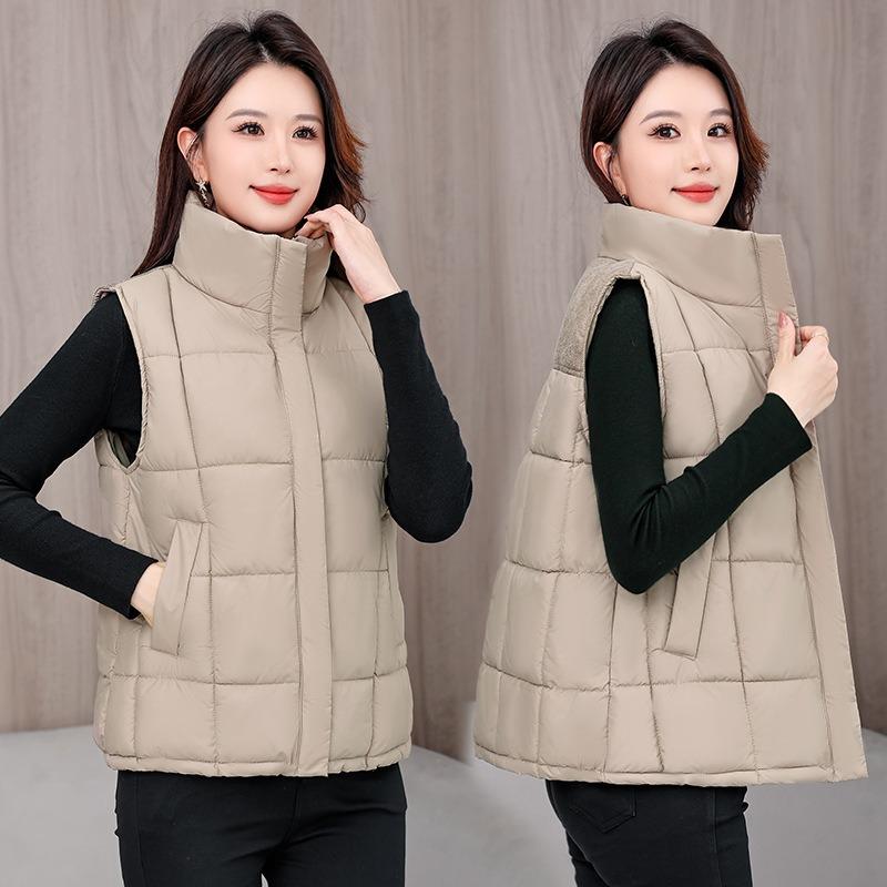 Middle-aged Mother Cotton Vest Fattened Plus Size Thickened Autumn and Winter Casual Women's Vest Jacket Vest Warm Cotton-padded Clothes