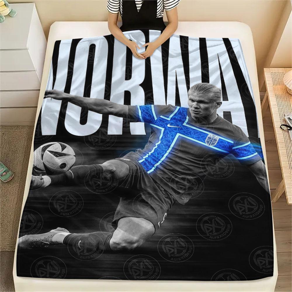 Erling Haaland Printed Flannel Blanket, Soft Throw for Bedroom Sofa, Washable,soccer Fan Merchandise, Great Gift.