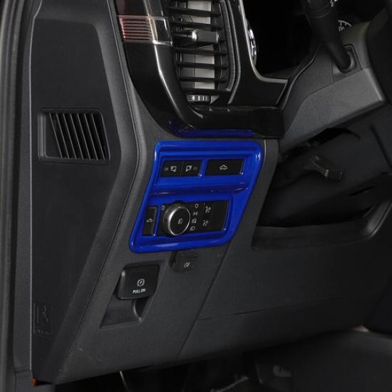 Inner Center Console Headlight Switch Button Decor Trim For Ford F150 21+ Blue