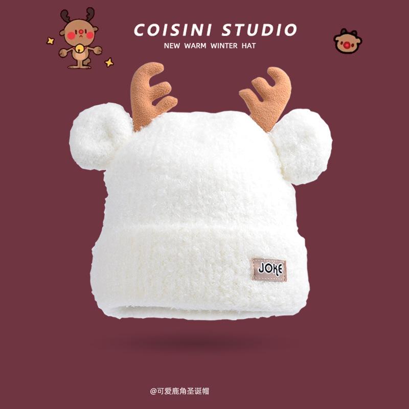 9873 Winter Christmas antlers knitted wool hat versatile hat female cute warm pullover tide