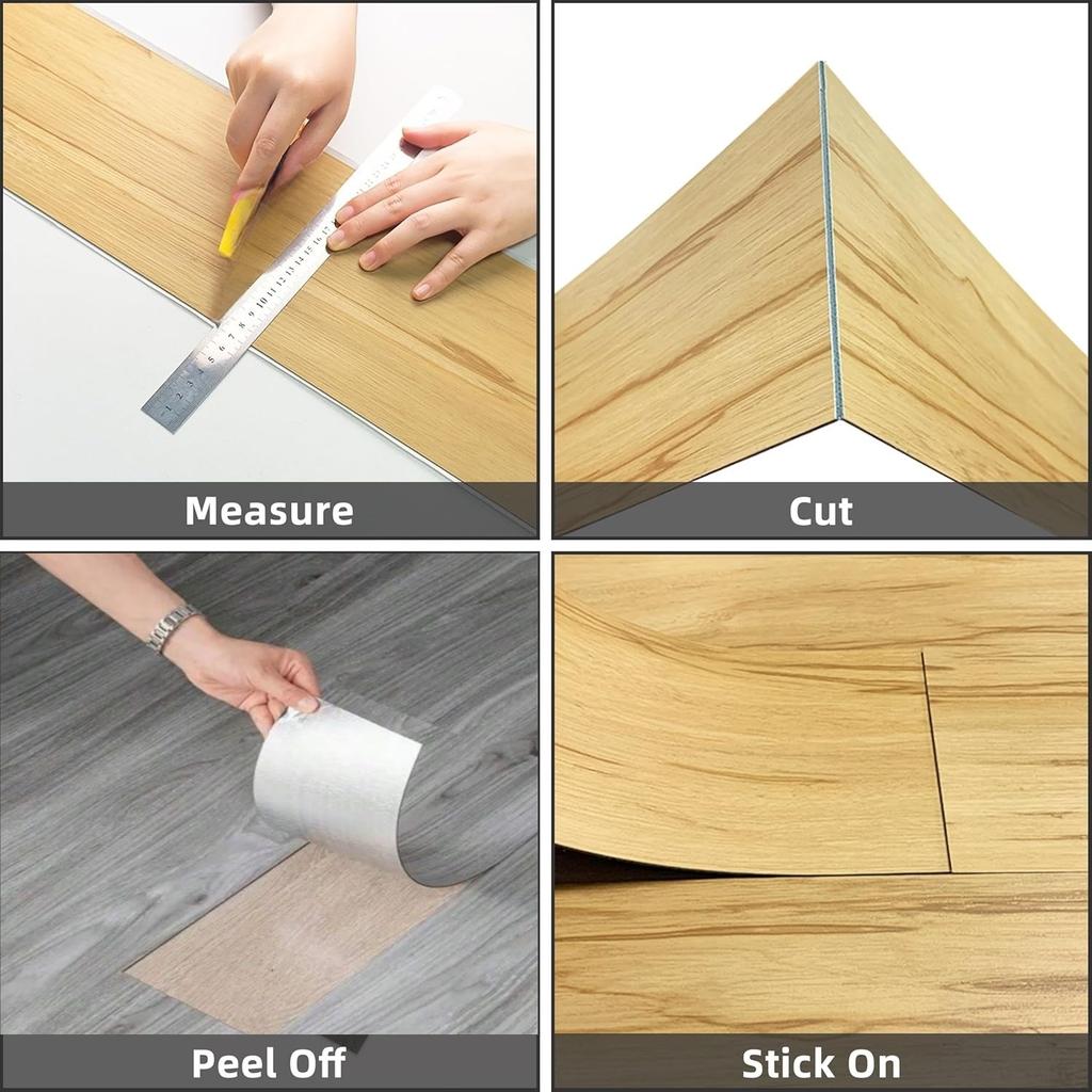 10pcs 15.2x40cm Vintage Wood Grain Self-Adhesive Floor Stickers - Waterproof, Non-Slip, Peel & Stick Resin Wall Stickers