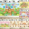 Sfondo di Buon Compleanno con Capibara Carino – Decorazione Animale Cartone Animato per Festa dei Bambini, Perfetto Sfondo Fotografico-Arazzo