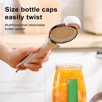 Bottle Opener Adjustable Retractable Labor Saving High-Strength Stainless Steel Magnetic Can Opener Jars Wine Beer Lid Opener Kitchen Tool