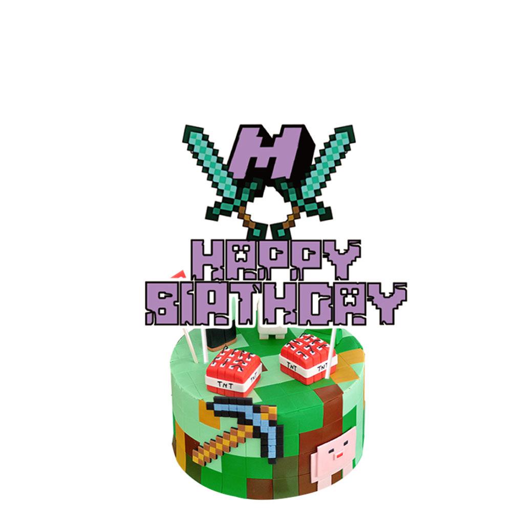 Minecraft Birthday Party Supplies Disposable Cutlery Paper Plates Paper Cups Paper Tissue Boy Decoration Children'S Fun