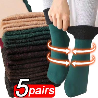 1-5Pairs Winter Warm Verdicken Fleece Kurze Socken Frauen Thermische Kaschmir Wolle Socken Schnee Samt Stiefel Hause Boden calcetines Mujer