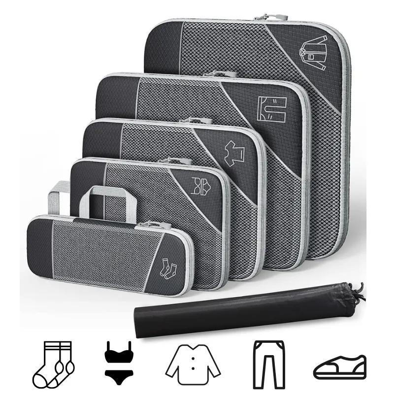 6Pcs/Set Travel Portable Clothes Storage Bags Lightweight Suitcase Bag Compressed Packing Cubes Luggage Bags Organizer Bags
