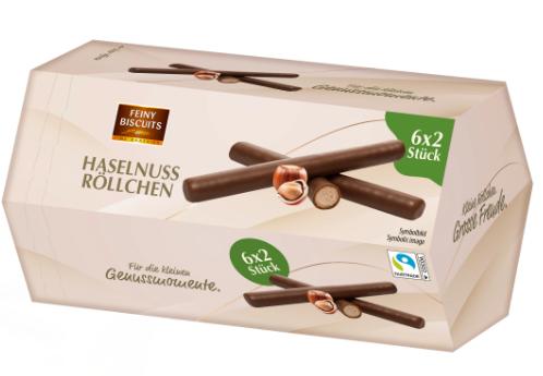 Feiny Kekse Waffelröllchen mit Cremiger Nussfüllung 150 (6X25G)