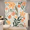 1 MESHELLY Boho Floral Shower Curtain - Abstract rustic sage green with orange, beige and teal flowers, polyester fabric